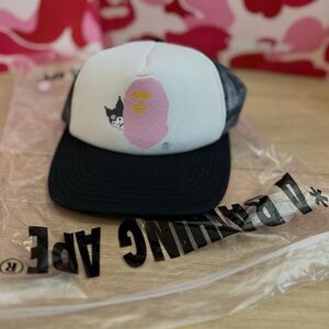 Bape x Hello kitty Black and White Trucker Hat with Kuromi (US Bape Release)